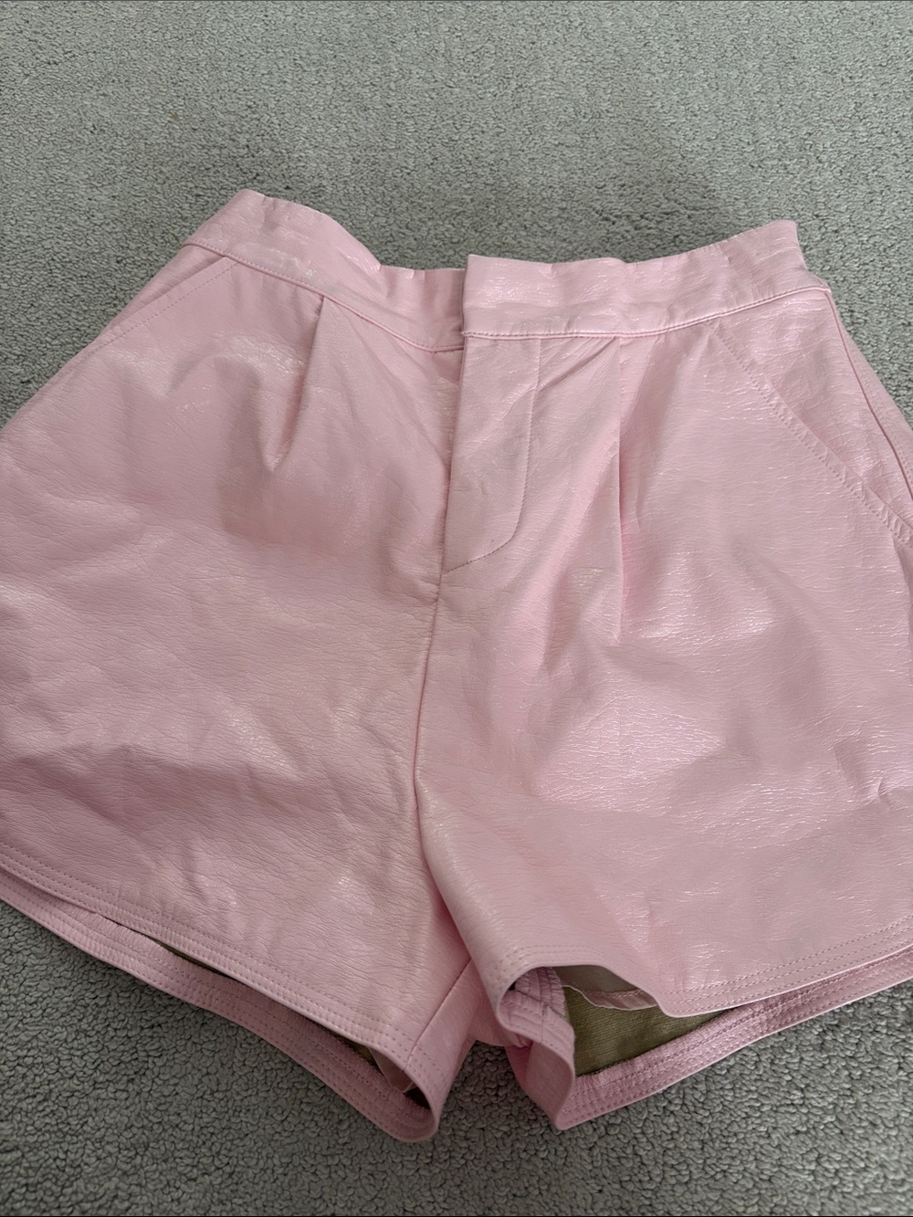 GREY LAB pink High-Waist Faux Leather Shorts size XS NWOT